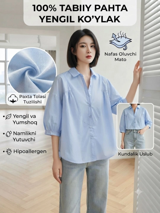 Ayollar koftalari, 100% paxta, turli rangdagi koftalar ayollar uchun