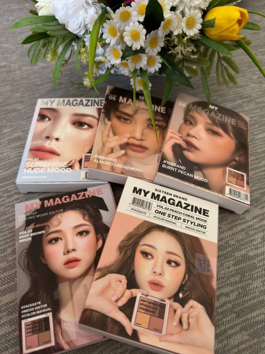 16 Brand My Magazine Палетка теней для век и румян 6 цветов, матовые и сияющие оттенки
