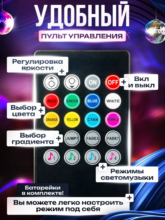 Avto salon uchun RGB yoritgich pult va svetomusika bilan 36/72 LED