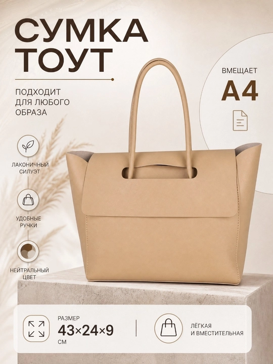 Katta yelkali shopper ayollar sumkasi I Ish va o‘qish uchun sig‘imli tout sumkasi - 