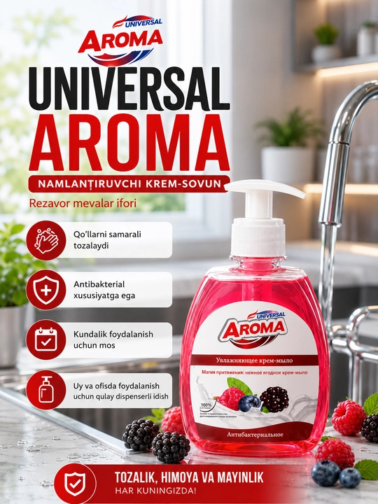 Увлажняющее крем-мыло Universal Aroma с ароматом лесных ягод - 
