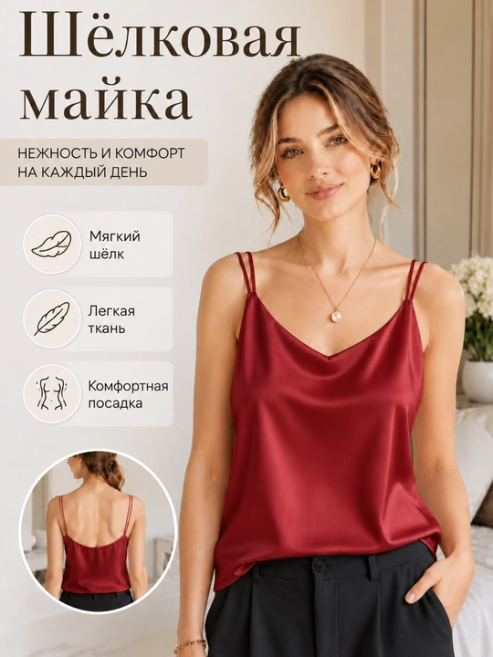 Ayollar top, ayollar ipak maykasi, atlas mayka-top, ikki qavatli tasmali