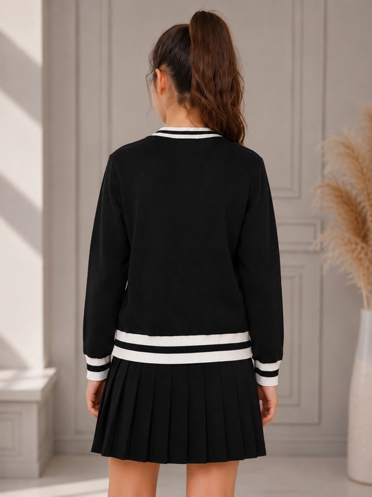 Кардиган школьный для девочек, трикотажный, с длинными рукавами, 7–11 лет