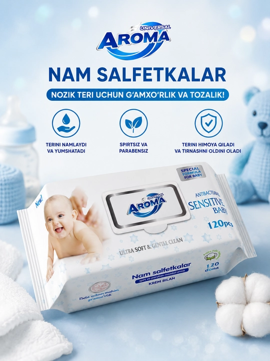 Влажные салфетки Universal Aroma Sensitive 72 шт, 120 шт - 