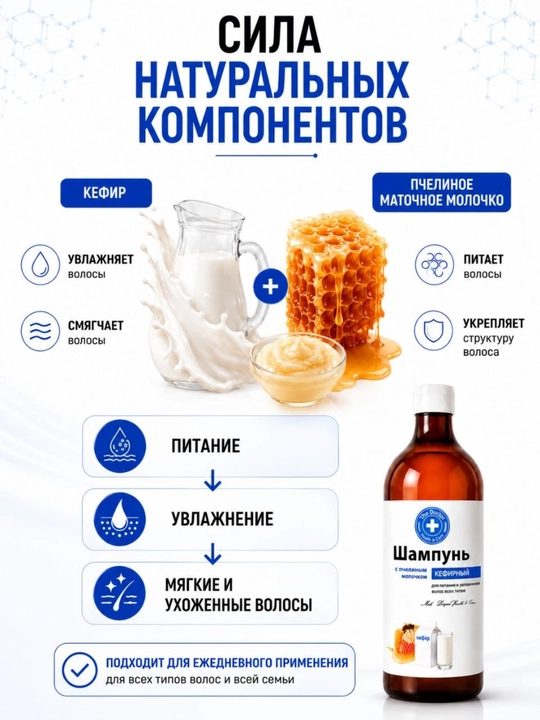 Шампунь для волос, мумие алтайское, тройная сила, против выпадения волос, Домашний Доктор