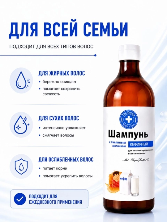Шампунь для волос, мумие алтайское, тройная сила, против выпадения волос, Домашний Доктор