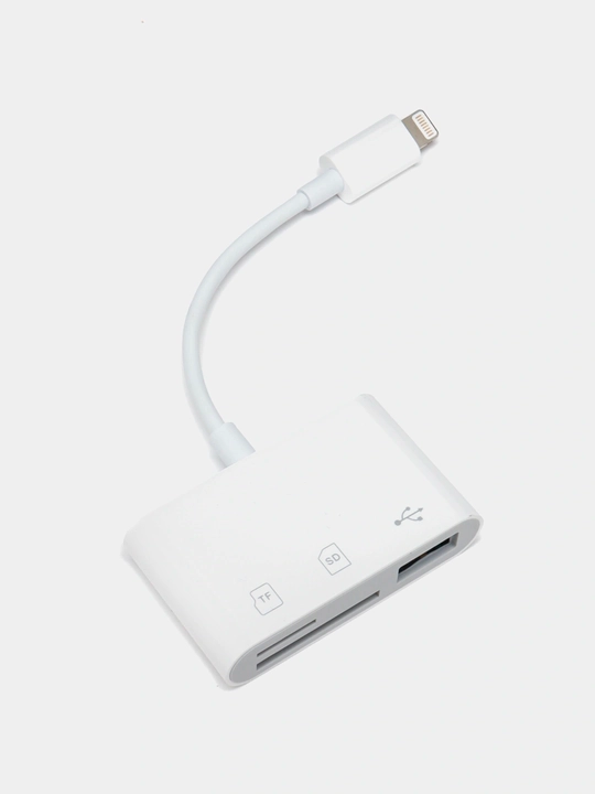 Lightning USB karta o‘quvchi adapter SD TF microSD fleshka ulash uchun iPhone iPad