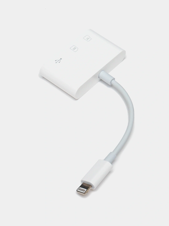 Lightning USB karta o‘quvchi adapter SD TF microSD fleshka ulash uchun iPhone iPad