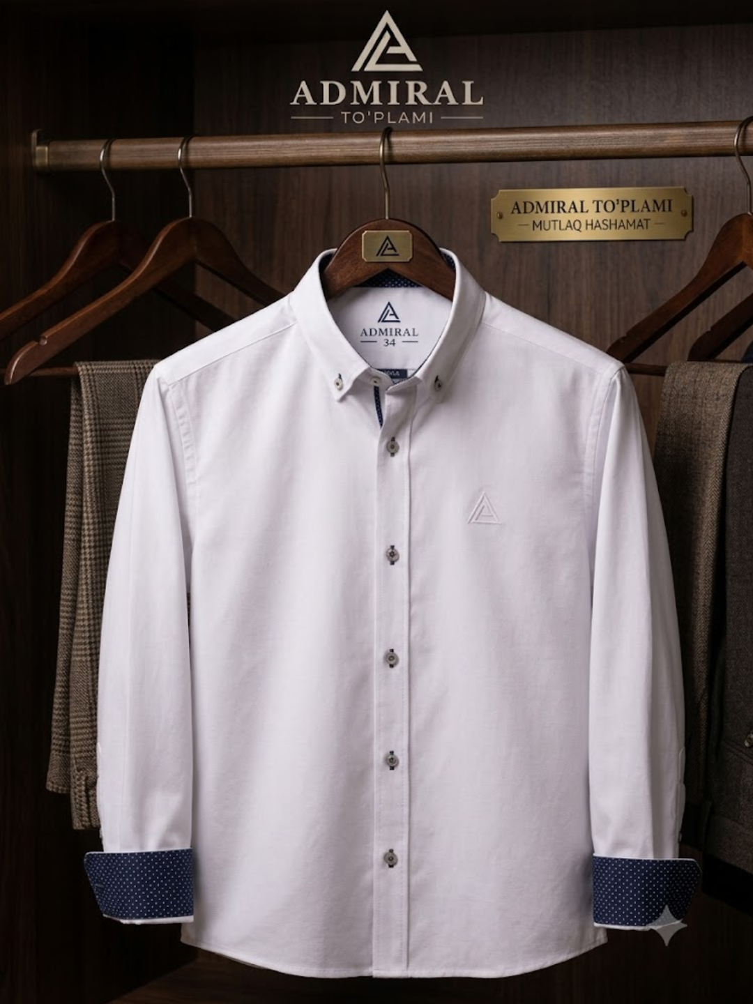 Школьная рубашка для мальчиков Admiral Collection, белая, 1–11 класс, длинный рукав