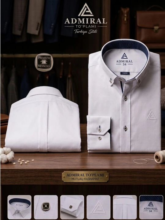 Школьная рубашка для мальчиков Admiral Collection, белая, 1–11 класс, длинный рукав - 