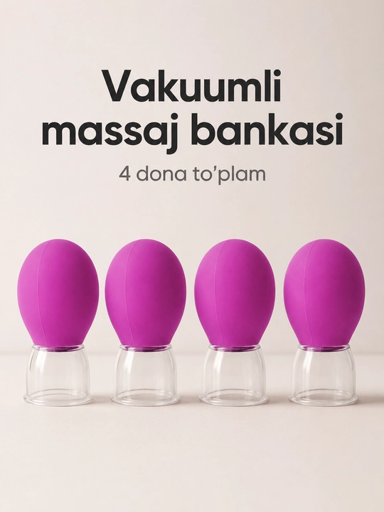 Вакуумные массажные банки для лица и тела, набор 4 шт - 