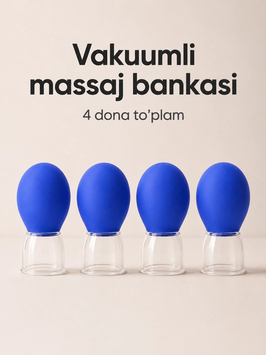 Вакуумные массажные банки для лица и тела, набор 4 шт - 