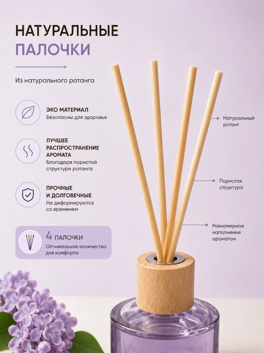 Аромадиффузор Aroma Home 50 мл с ротанговыми палочками