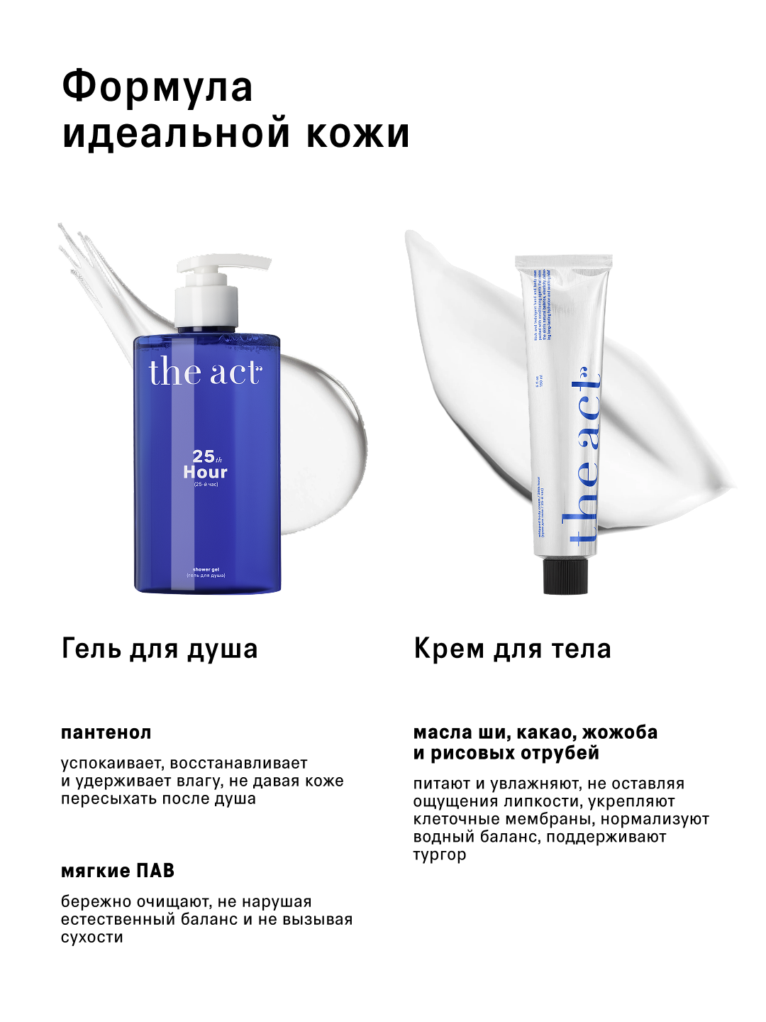 The act гель для душа ароматы: цветущей сакуры, с магнием, кокосом, набор с кремом 25й час