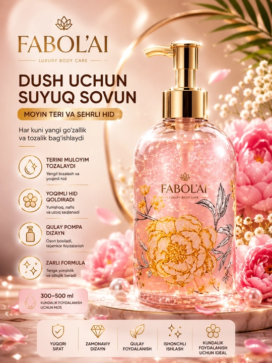 Гель-жемчуг для душа FABOLAI Sweet Dorothy 500 мл – Увлажнение, Нежное очищение и Аромат - 