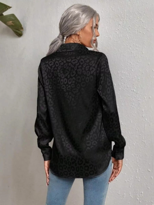Leopard jakkard naqshli ayollar ko'ylagi