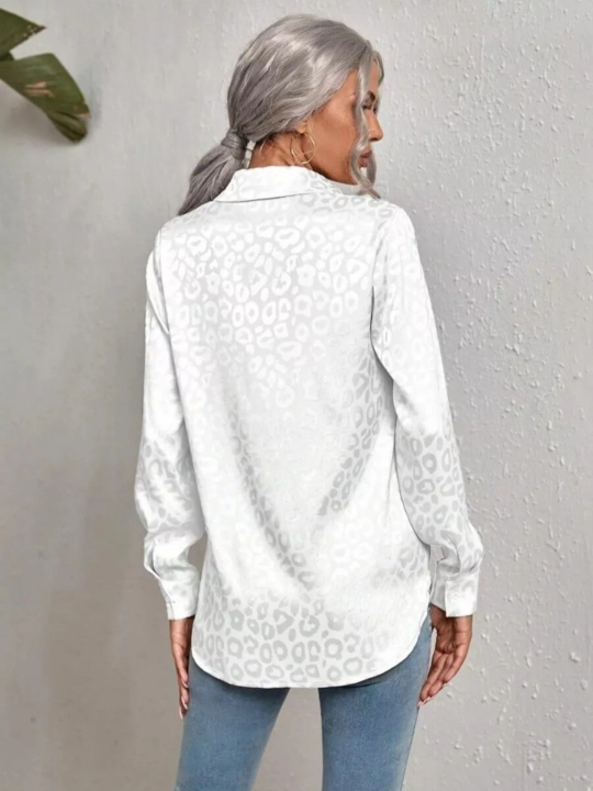 Leopard jakkard naqshli ayollar ko'ylagi