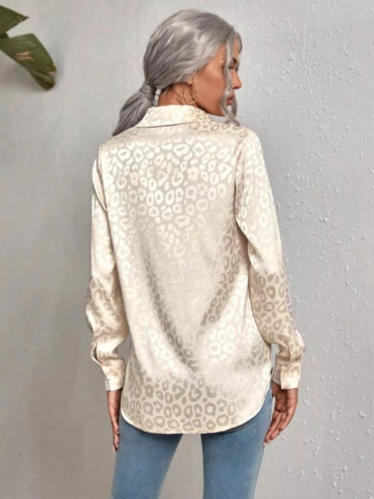 Leopard jakkard naqshli ayollar ko'ylagi