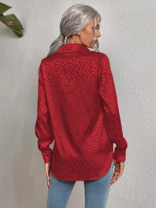 Leopard jakkard naqshli ayollar ko'ylagi