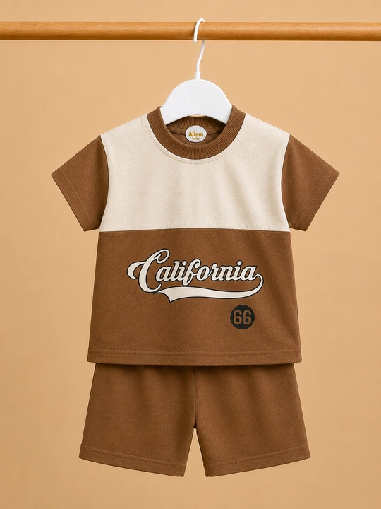 Летний хлопковый комплект для мальчиков California: футболка и шорты 1–3 года - 