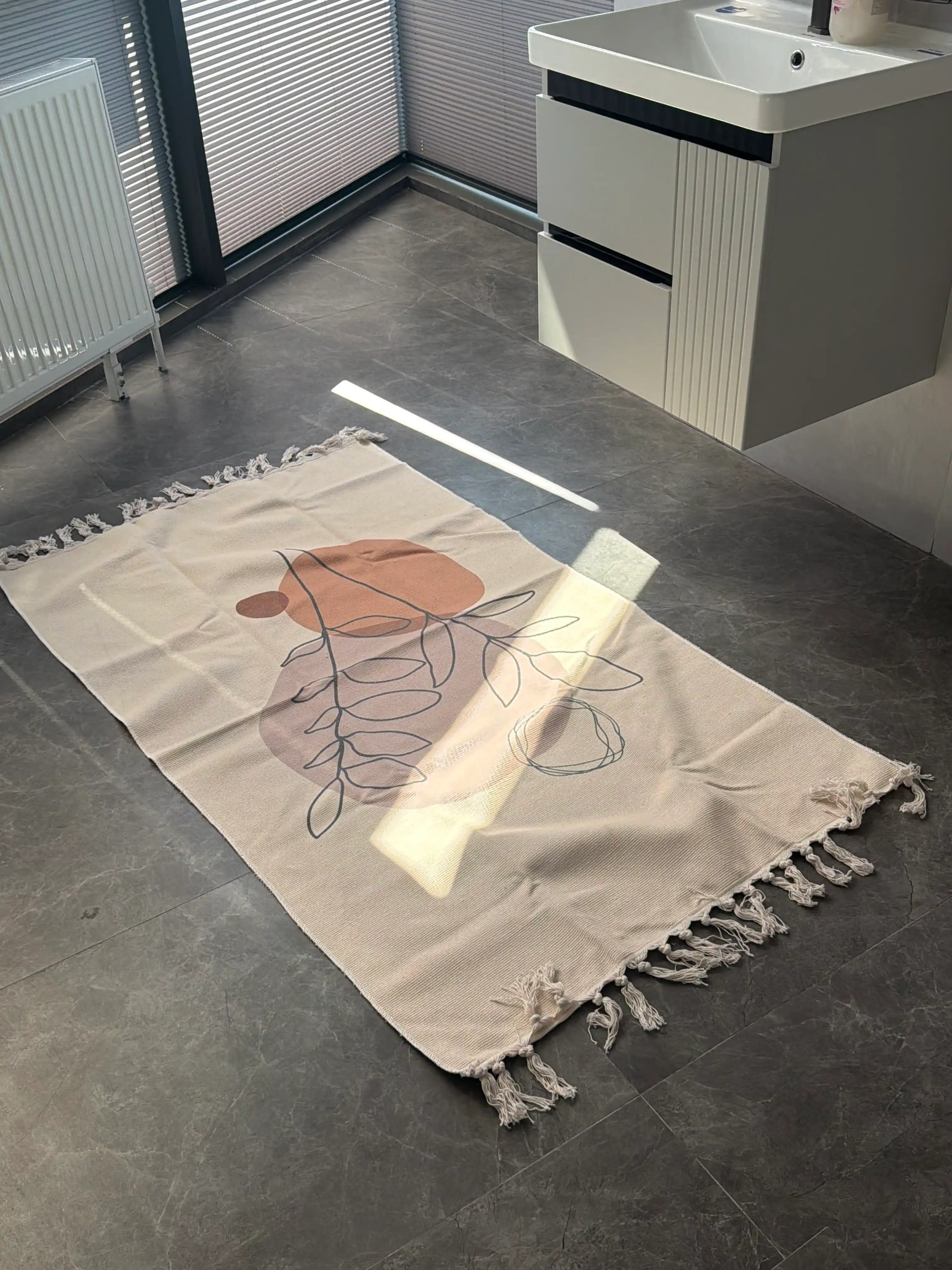 Pol va divan uchun gilamcha 150×90 sm, poliester va paxta, popukli