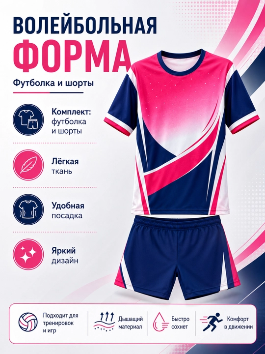 Волейбольная форма (футболка и шорты) - 