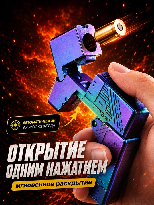 Zajigalka shaklidagi antistress o‘yinchoq-pistolet nishon bilan