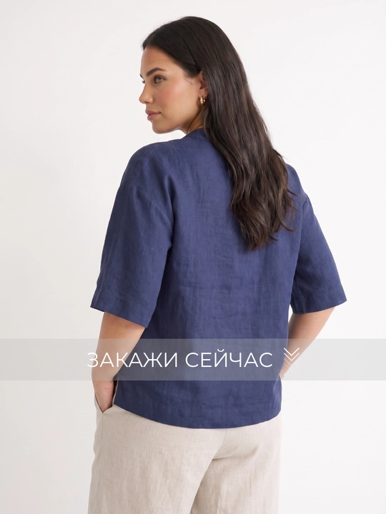Katta o‘lchamdagi V-kesimli ayollar bluzkasi, L–5XL