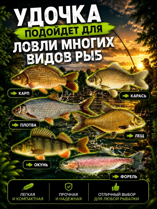 Телескопические удочки и подарки в разных цветах для рыбалки