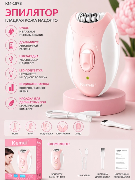 Ayollar uchun Kemei epilyator-depilyatori - 