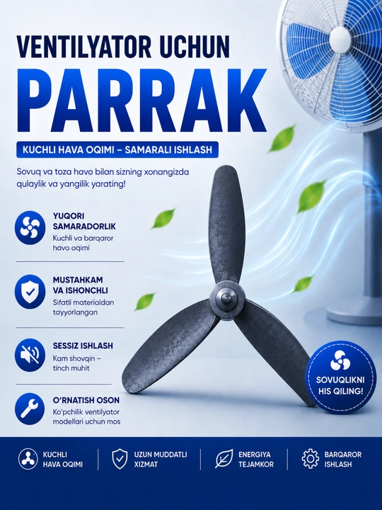 Ventilyator uchun parrak,550-650 modellar uchun,o'rnatish oson,parrak,ventilyator - 