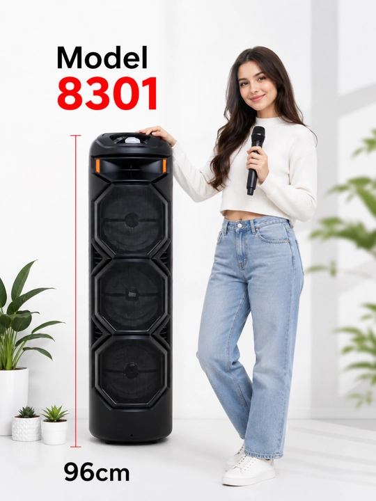 Портативная Bluetooth колонка 8301 с микрофоном, USB/TF/FM, LED - 