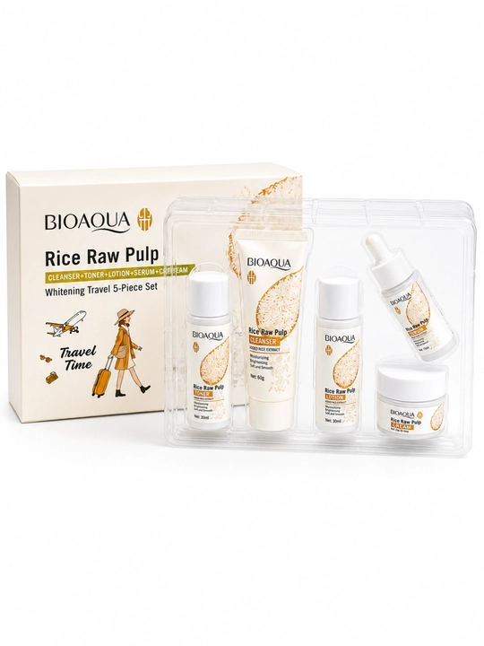 BIOAQUA Rice Raw Pulp дорожный набор для ухода за лицом 5 предметов с экстрактом риса