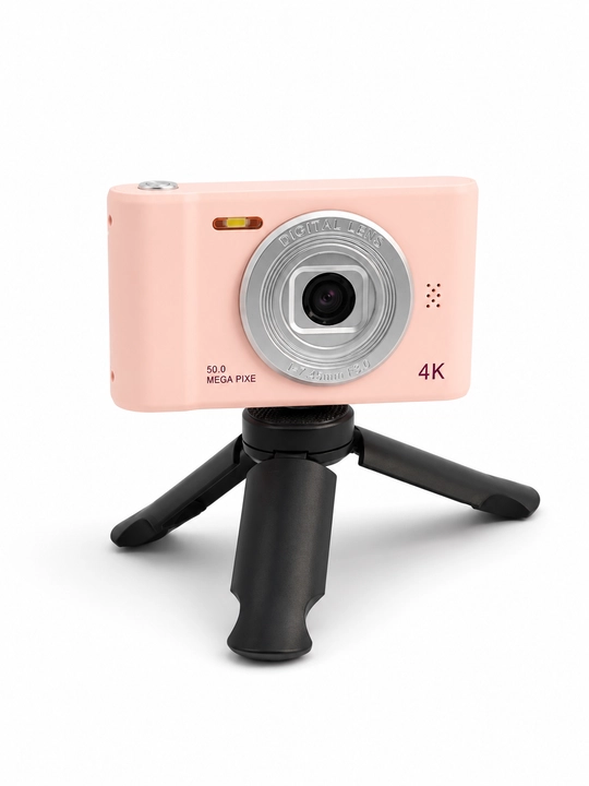 Bolalar kamerasi 4K tripod bilan, pushti