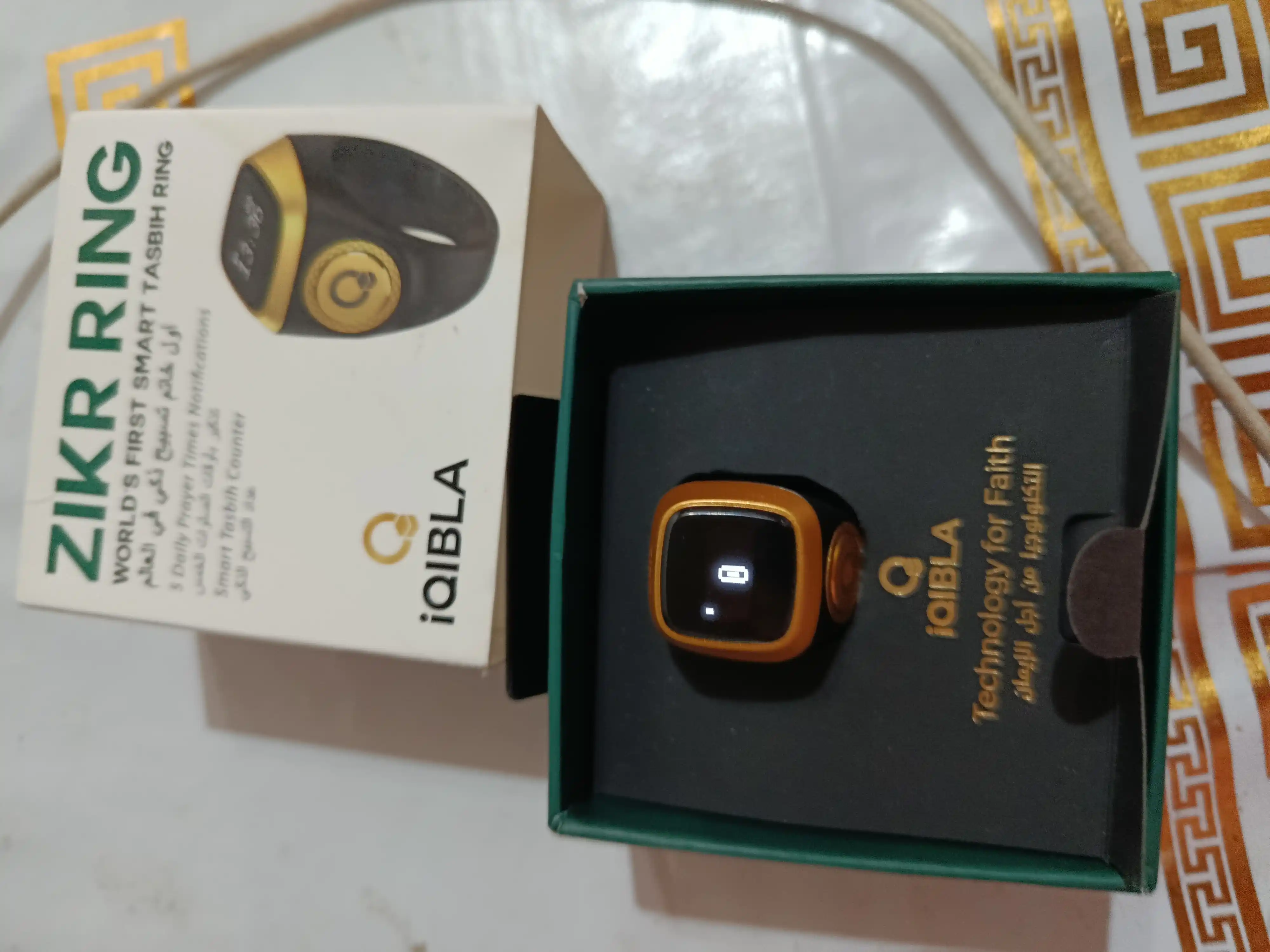 Elektron tasbeh Zikr Ring Lite, zikr va istig'for uchun, vibratsiya, suvga chidamli ekran