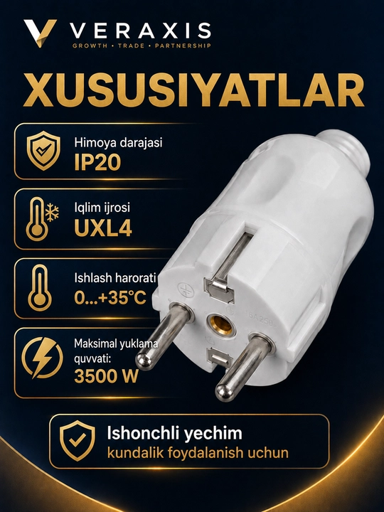 VPU11-01-ST burchakli yerga ulangan vilka, 16A, 250V, IP20