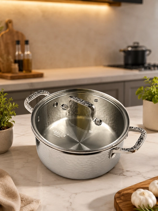 Кастрюля UAKEEN с крышкой, нержавеющая сталь, удобные ручки, для кухни