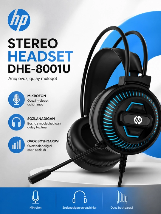 Игровая гарнитура HP DHE-8008U USB, H220 RGB, DHE-8001U (LED), DHE-8015U USB, - 