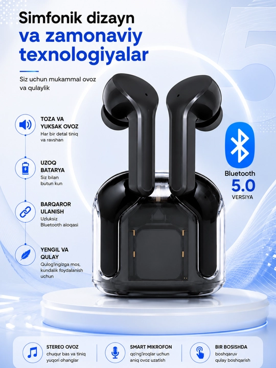 TWS Simsiz Quloqchin LED Displeyli Zaryadlash Keysi bilan Oq