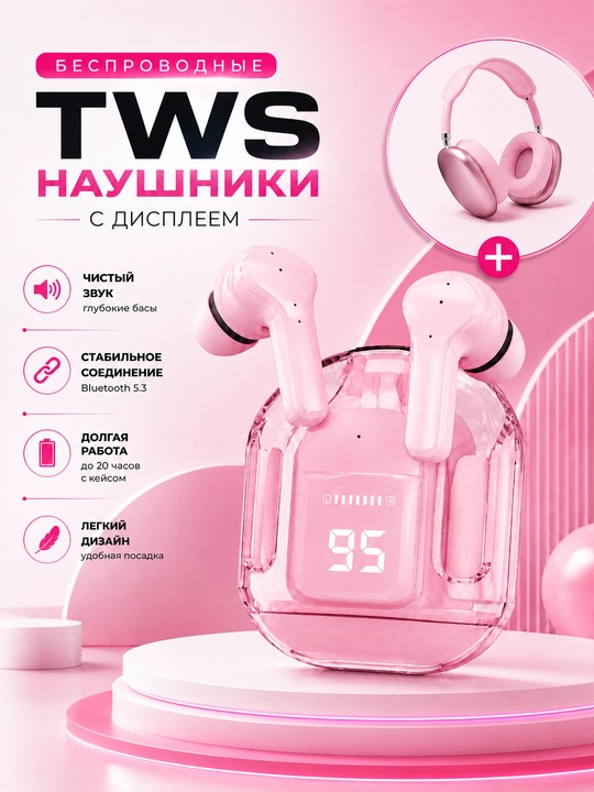TWS Simsiz Quloqchin LED Displeyli Zaryadlash Keysi bilan Oq - 