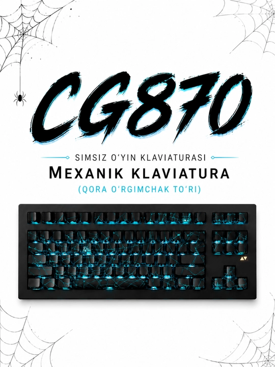 Zornher CG870 — simsiz o‘yinlar uchun mexanik klaviatura ("O‘rgimchak to‘ri" dizaynida) - 