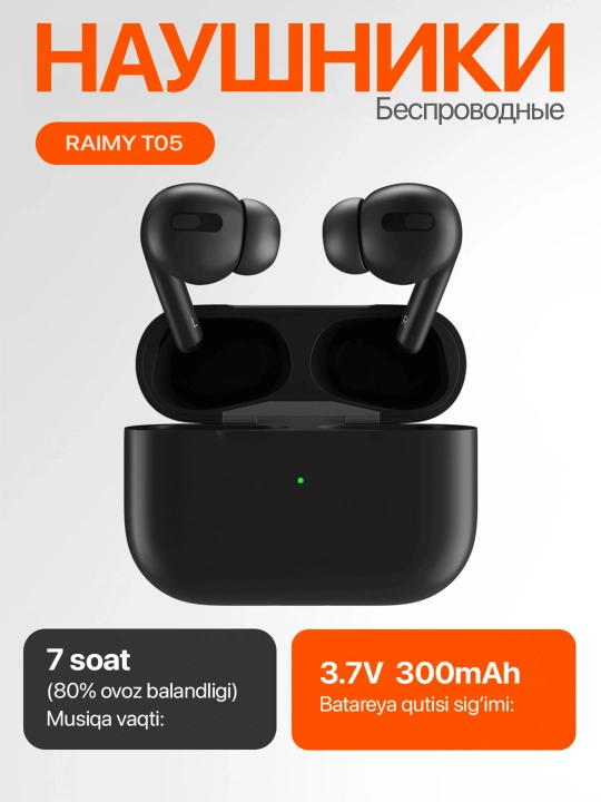 Simsiz quloqchinlar Raimy T105 — Bluetooth 6.0, shovqinni bekor qilish, 15 m masofa - 