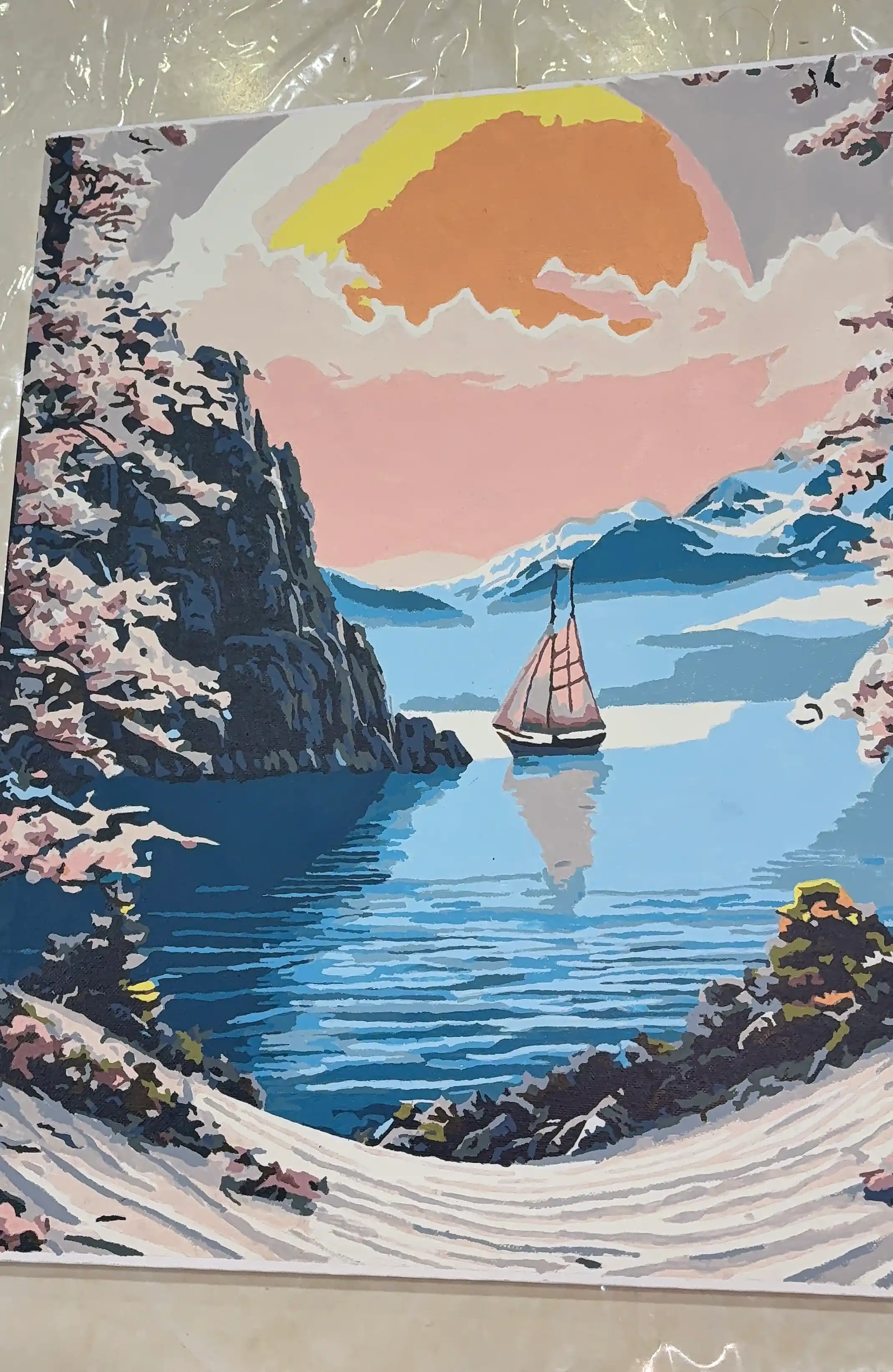 Raqamlar bo'yicha rasm Tabiyat, Anime, Gullar, asosli ramkaga tortilgan, 40 x 50 sm