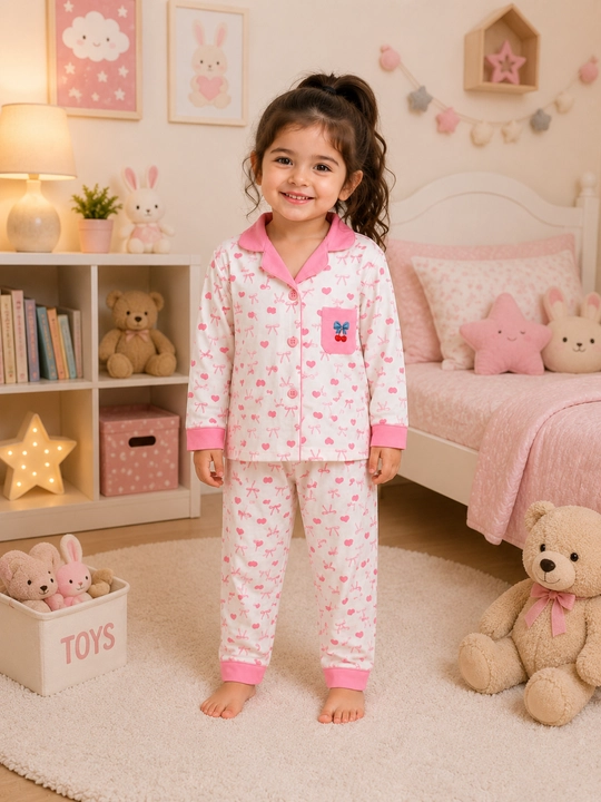 Qizaloqlar uchun pijama to'plami yumshoq tabiiy matodan tikilgan - 