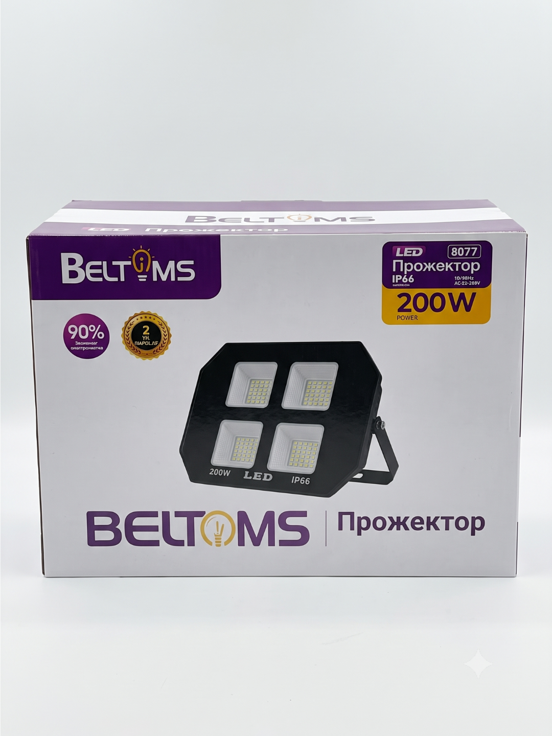 LED ko'cha proektori Beltoms 200W kuchli yorug'lik, suv o'tkazmaydigan IP66 fonar chiroq - 