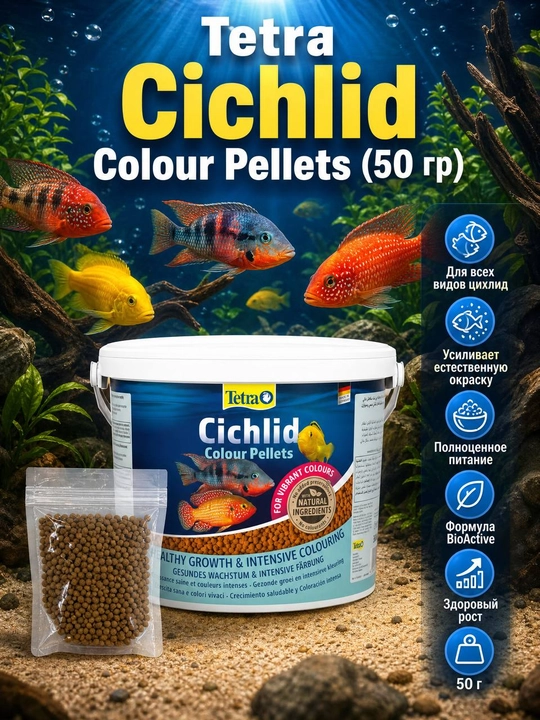 Baliq uchun ovqat Tetra Cichlid Colour, 50 g - 