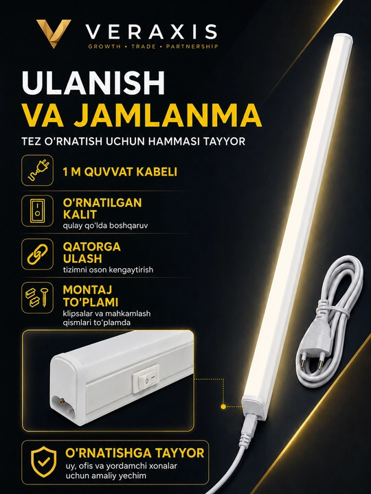 LED chiziqli yoritgich, 7 Vt 4000K IP20, 572 mm