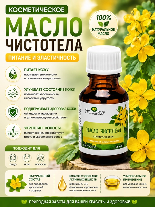 Косметические масла: зародышей пшеницы, череды, чистотела, 25 мл - 