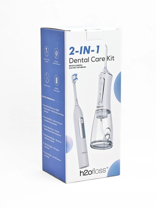 H2OFloss Portativ og‘iz irrigatori – professional tish va milk parvarishi, 8 ta nasadka