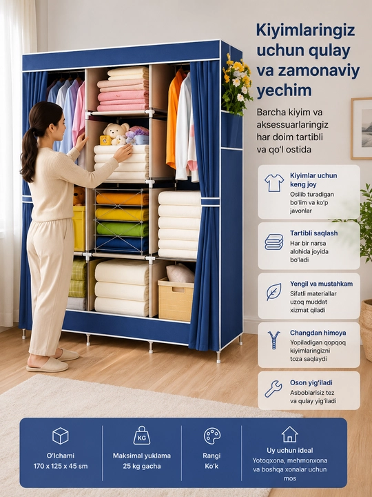 Kiyimlar va poyabzallar uchun organayzer - 